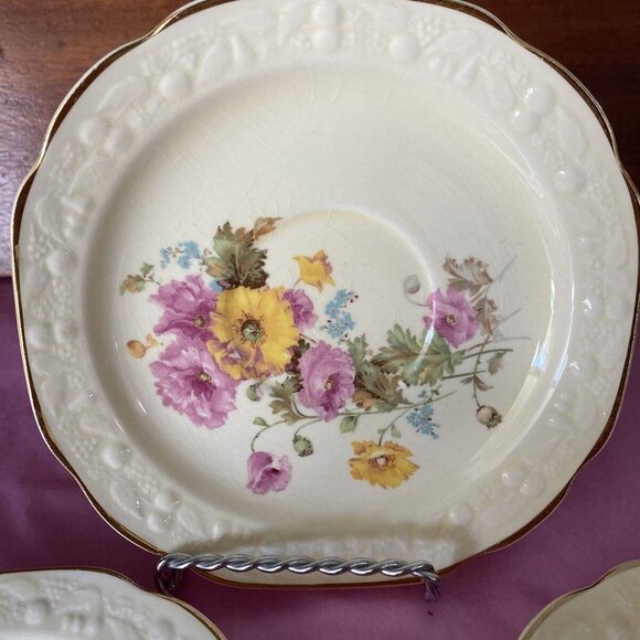 Crocksville China 5” Saucer Plates 838 Floral USA Farmhouse Cottage Brun… - Picture 2 of 6